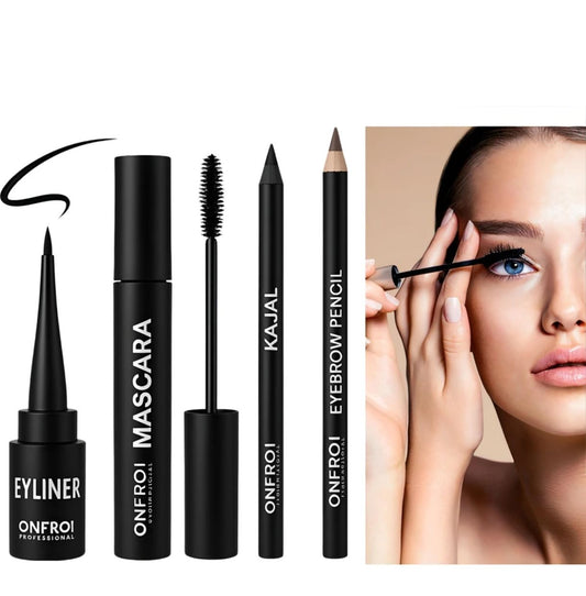 Complete Eye Combo- Intense Black kajal, Eyeliner,Volumising Mascara,Eyebrow Pencil
