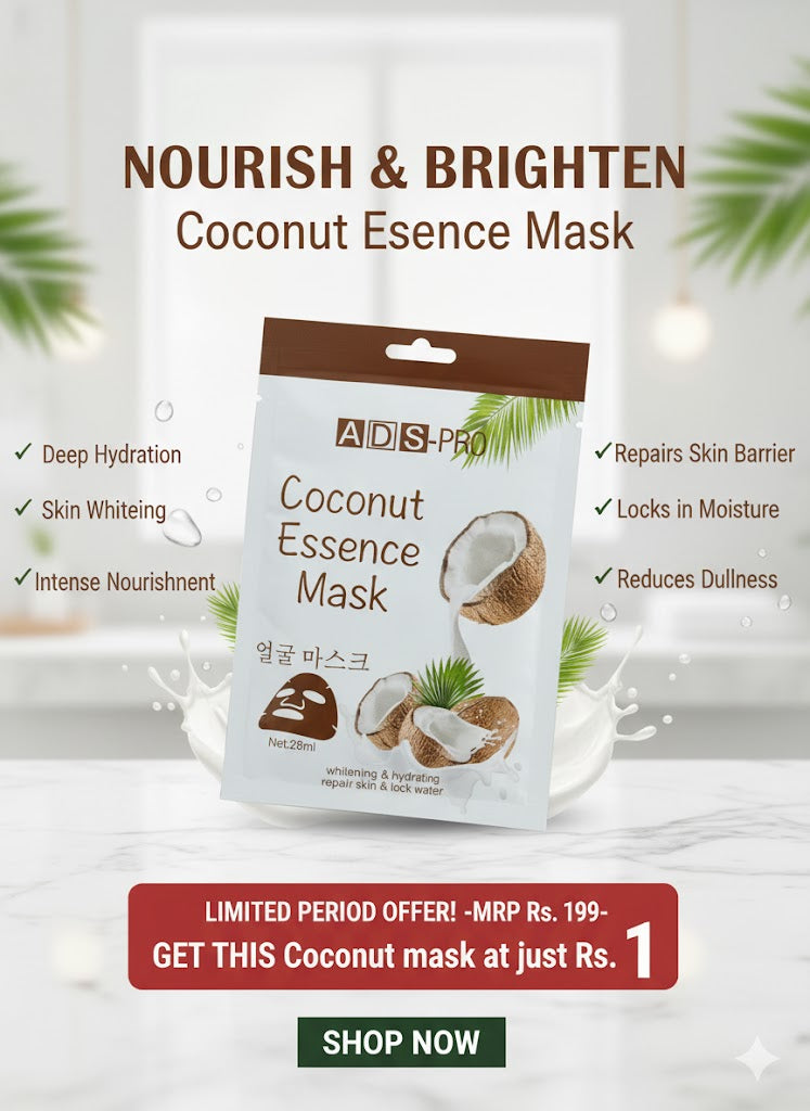 Huda Queen Velvet Kajal 24 hrs Long Stay + Coconut Essence Mask for Whitening & hydrating Repair Skin