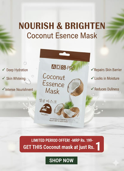 Huda Queen Velvet Kajal 24 hrs Long Stay + Coconut Essence Mask for Whitening & hydrating Repair Skin